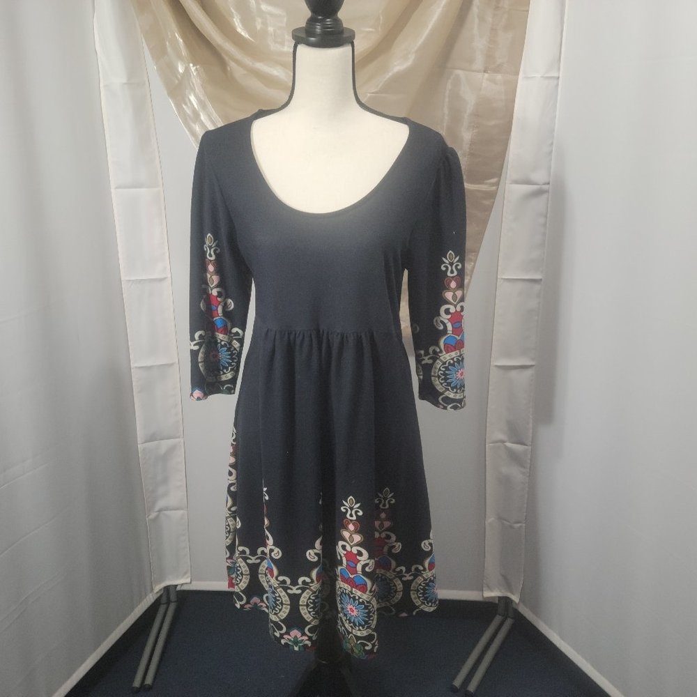 Reborn dress. Size XL.  Black, paisley design on sleeves and red, pink, etc.